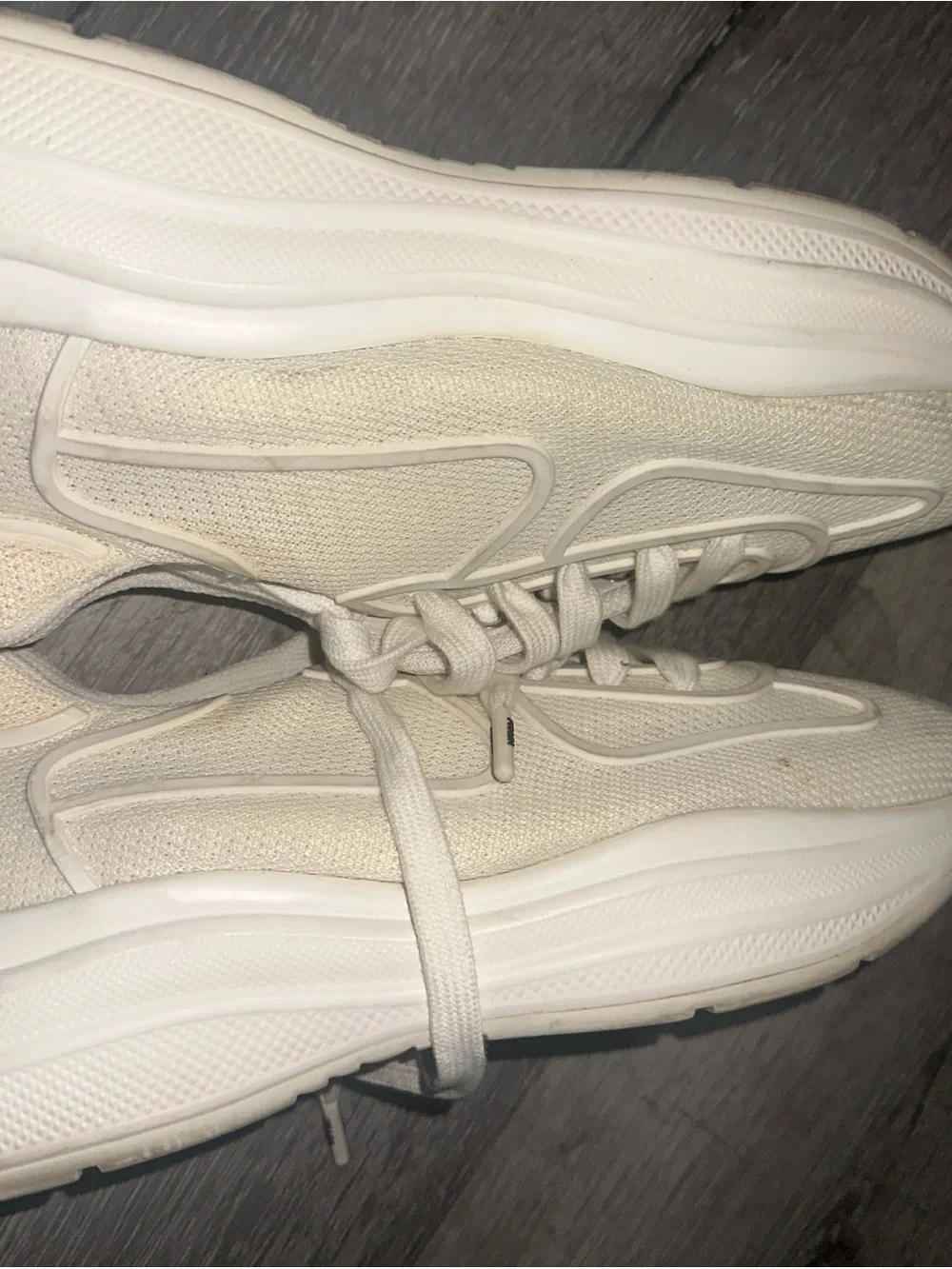 Prada White Sneakers with Red Accent